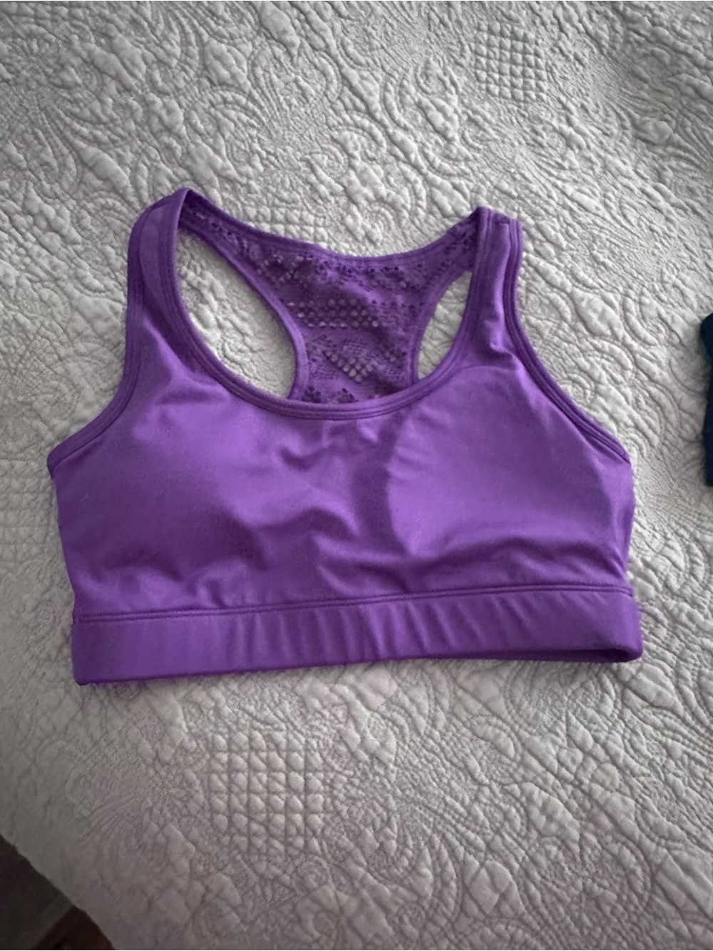 ZYIA Purple Lace-Back Racerback Sports Bra